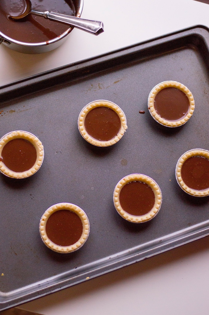 Stir all ingredients then pour into each tart shell.