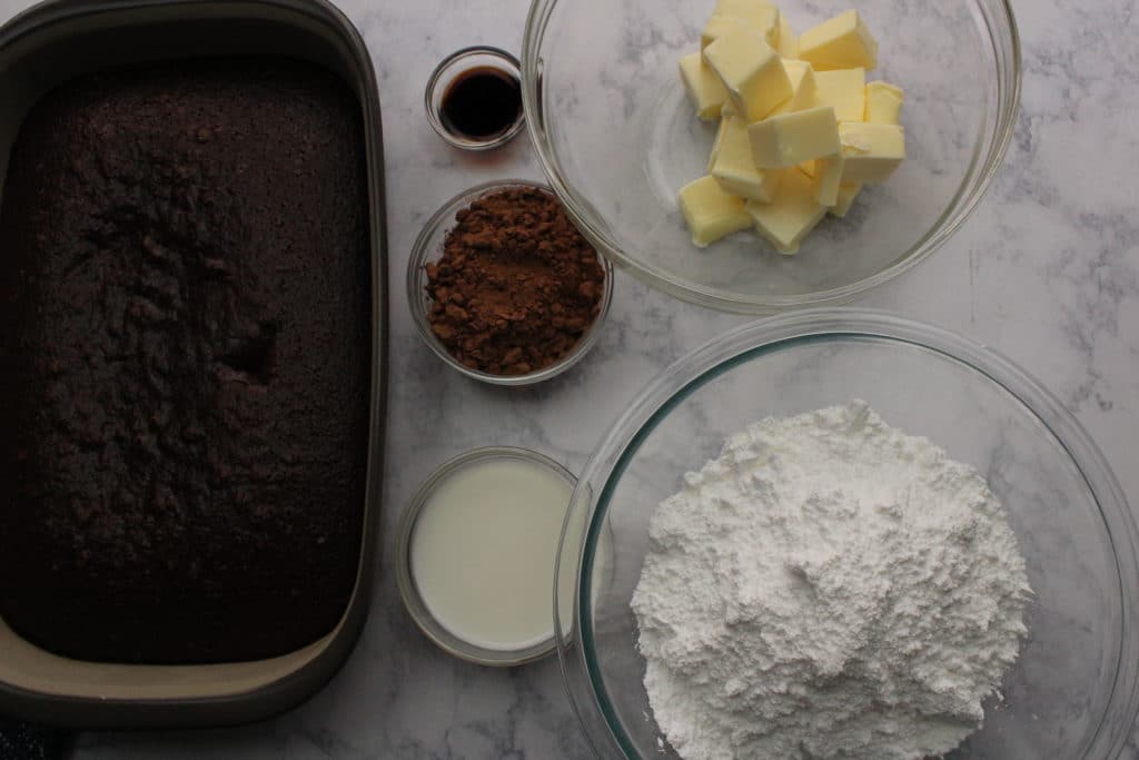 ingredients for chocolate buttercream icing