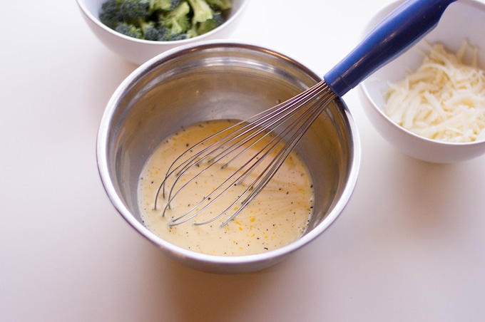 Whisk together eggs, milk, and salt and pepper. Pour egg mixture into each of your mini crusts.