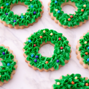 Christmas Wreath Cookies with text