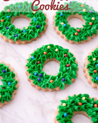 Christmas Wreath Cookies with text