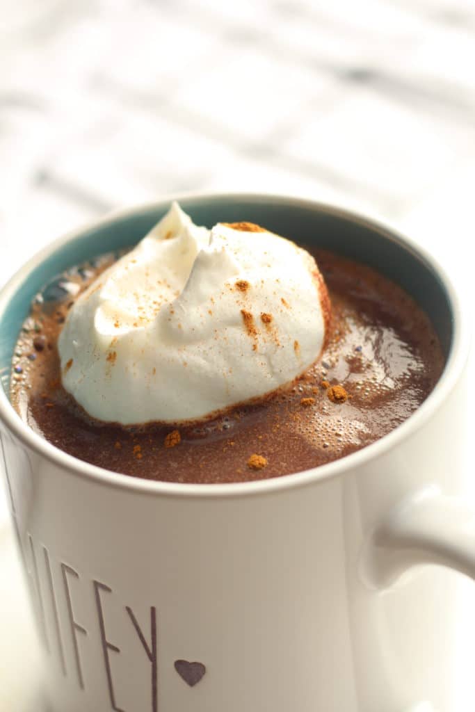 hot chocolate mix with whipped cream on top