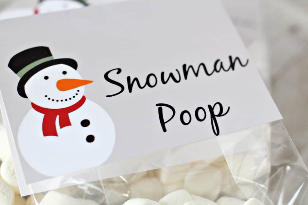bag of snowman poop closeup of printable