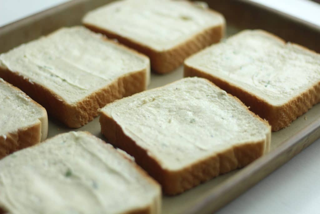 texas toast bread on baking sheet