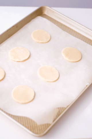 sugar cookies on baking sheet