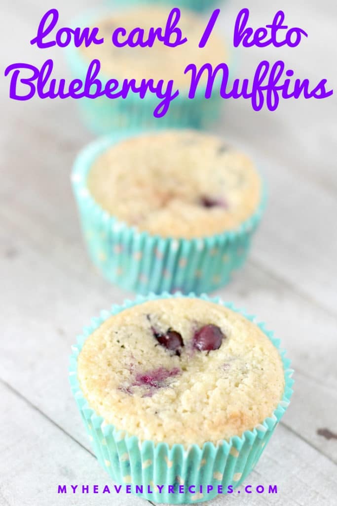 keto blueberry muffins with text