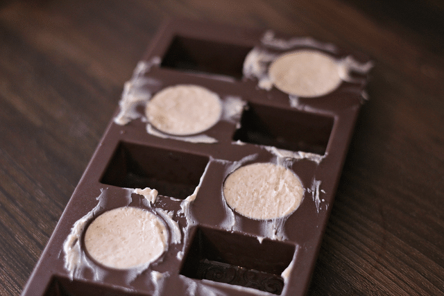 salted caramel fat bombs in a candy mold