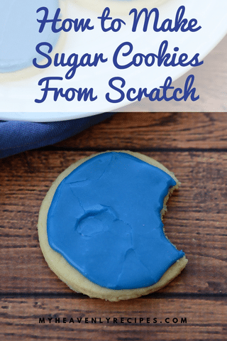 sugar cookie with blue icing with text