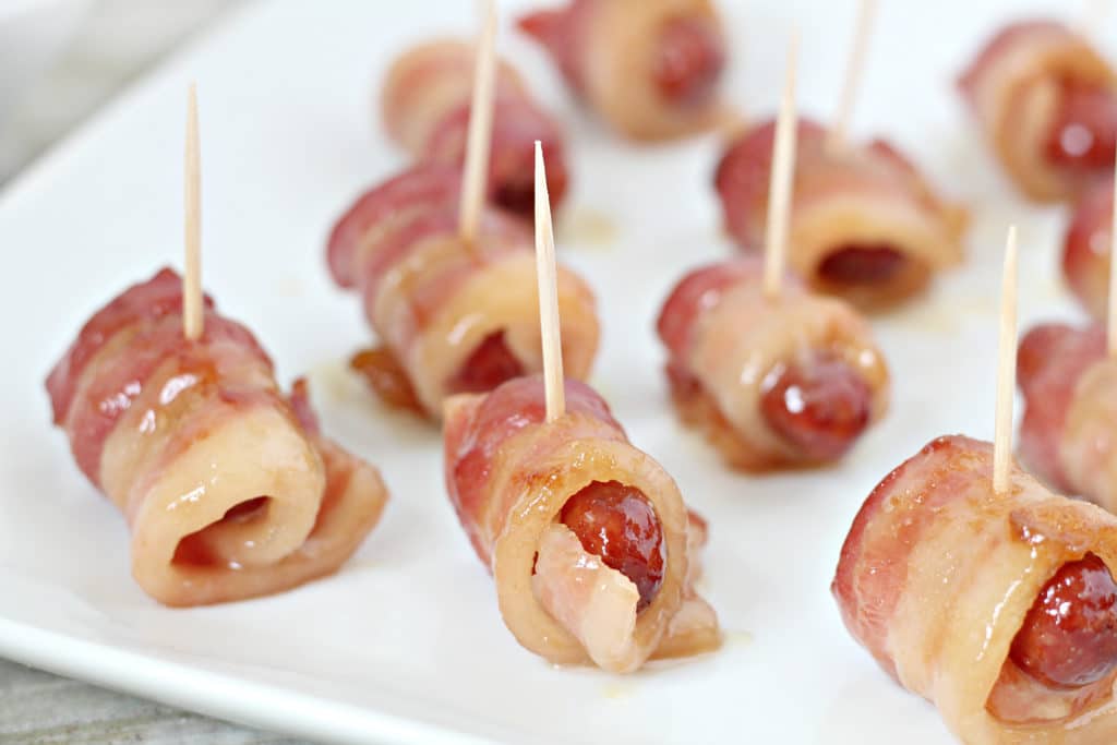 Bacon wrapped smokies, perfect for a party