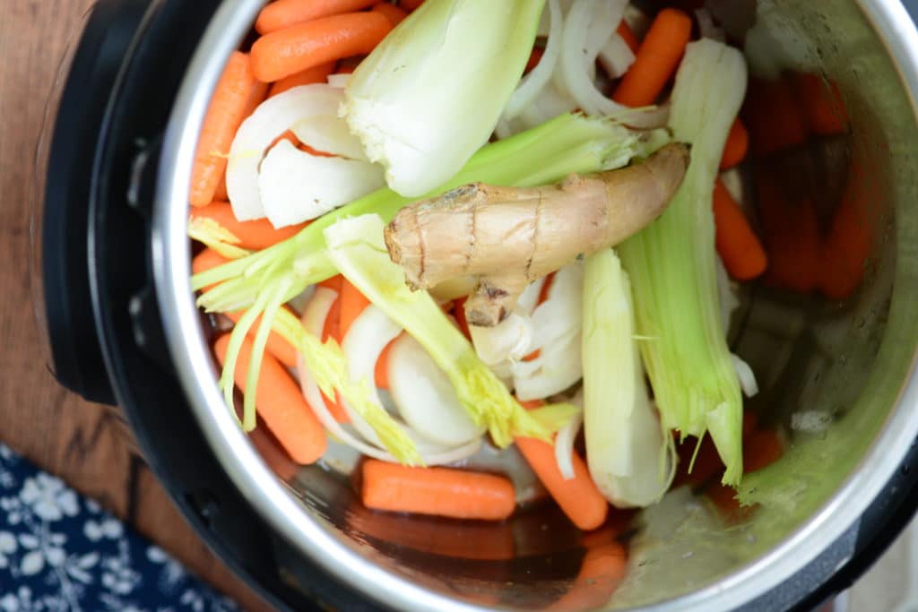 Ingredients for making vegetable broth in the Instant Pot