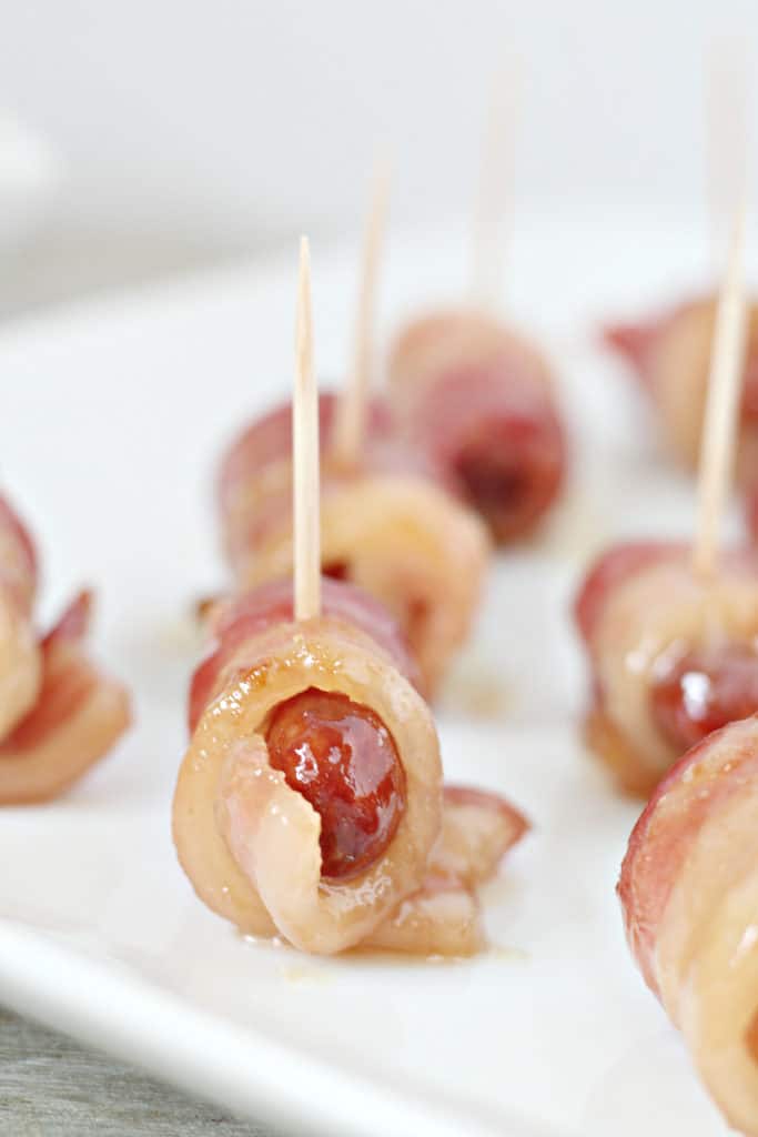 bacon wrapped smokies close up