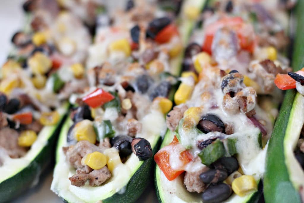 up close zucchini filled low carb tacos
