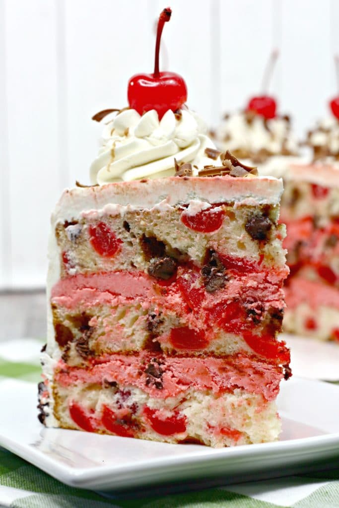 slice of Cherry Garcia cake