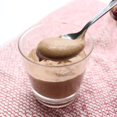 The Best Wendy's Junior Chocolate Frosty Recipe (Keto) on a spoon