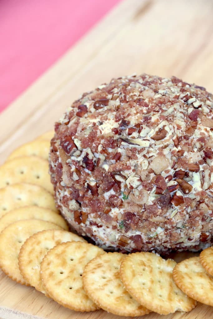 Bacon Cheese Ball with Bleu Cheese  with crackers