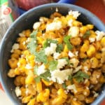 mexican corn salad close up featured image with cilantro