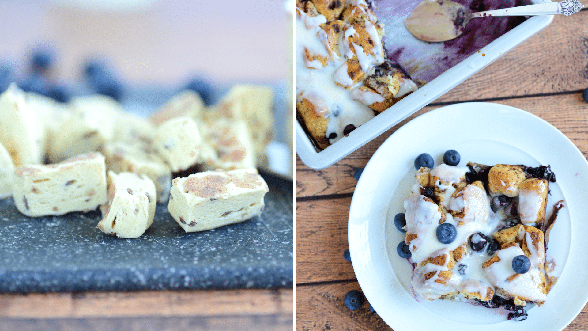 Cinnamon Roll Blueberry French Toast Bake + Video