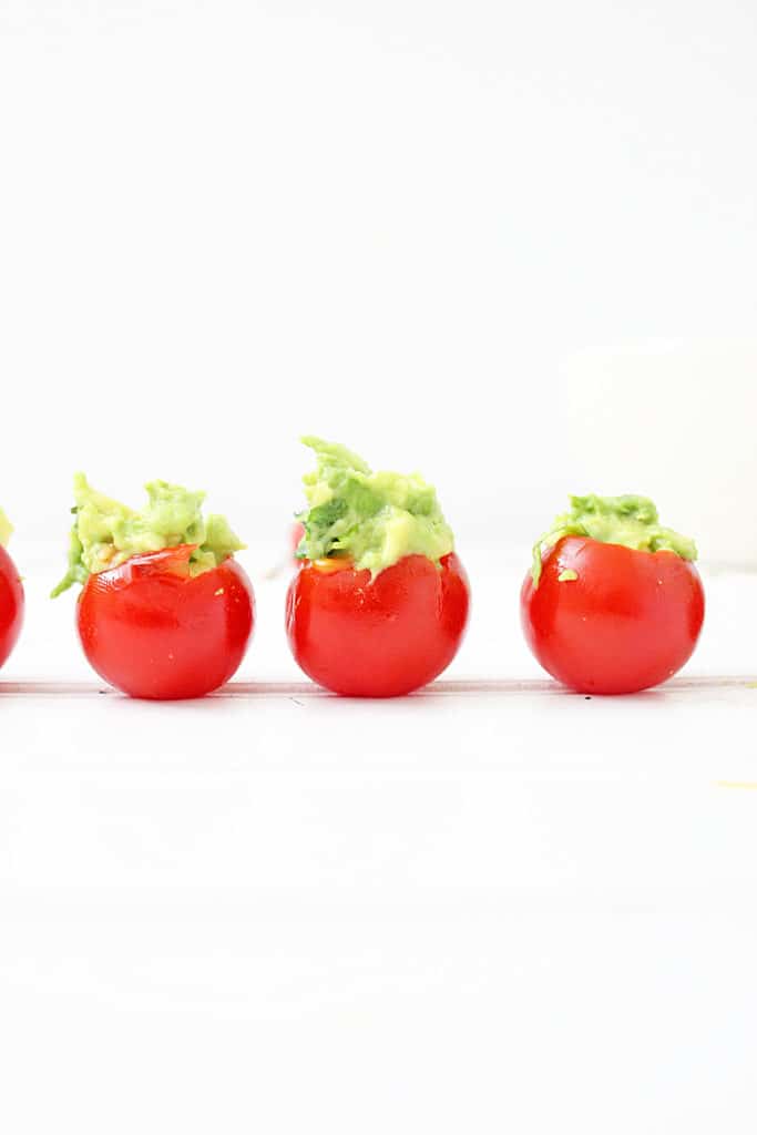 stuffed tomatoes in a row