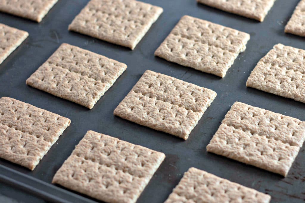 graham crackers on a cookie sheet