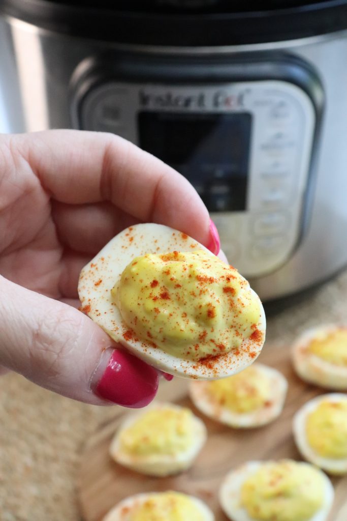 Southern Deviled Eggs in hand