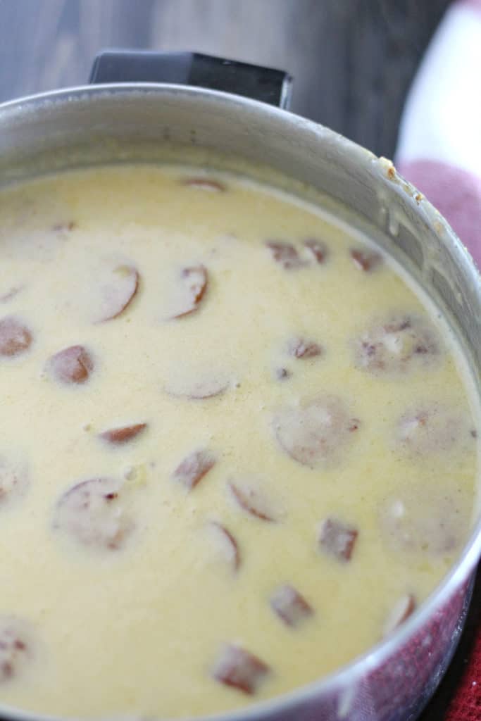 Beer Cheese Soup with sausage