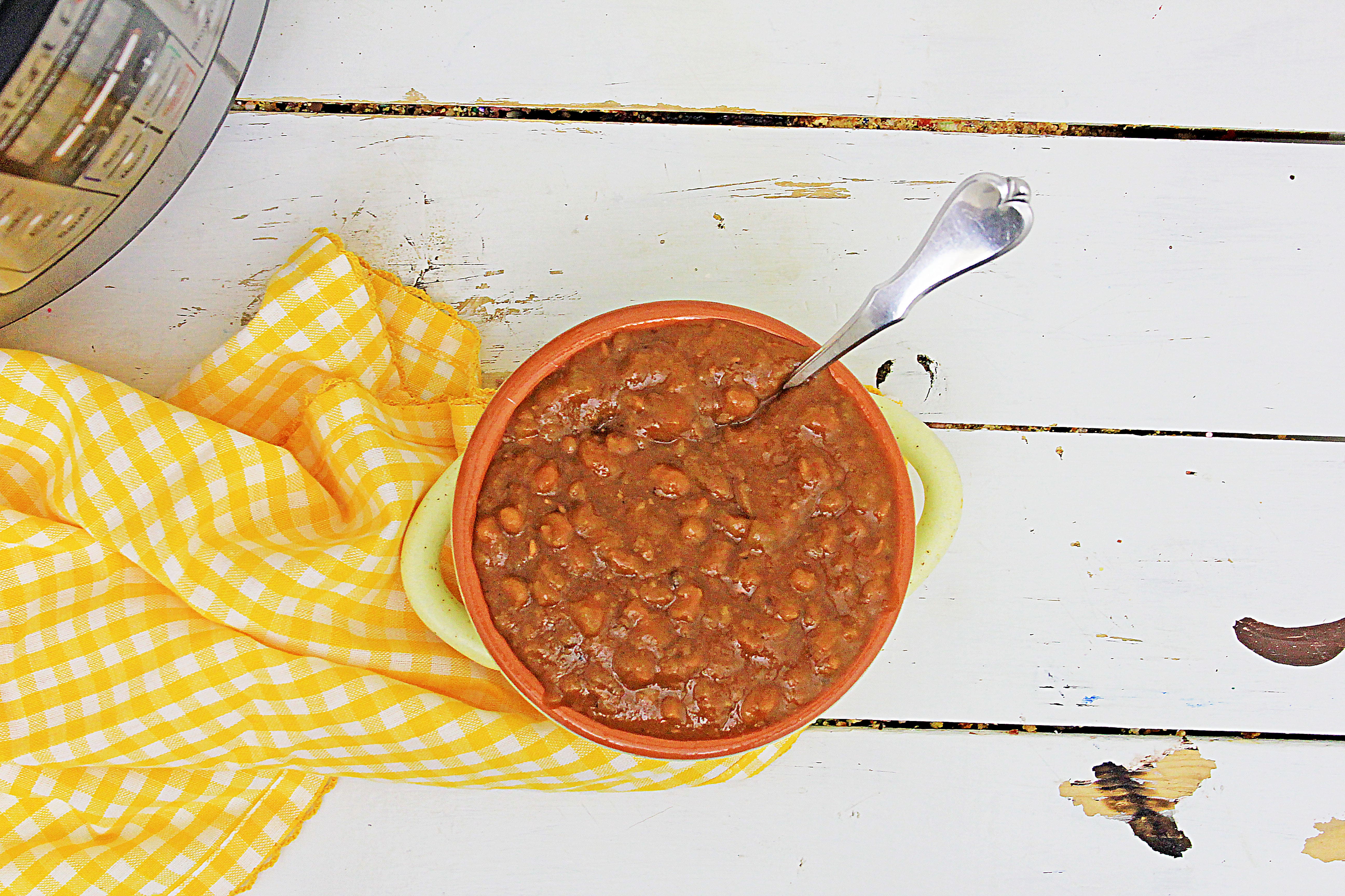 Instant Pot baked beans in a bowl