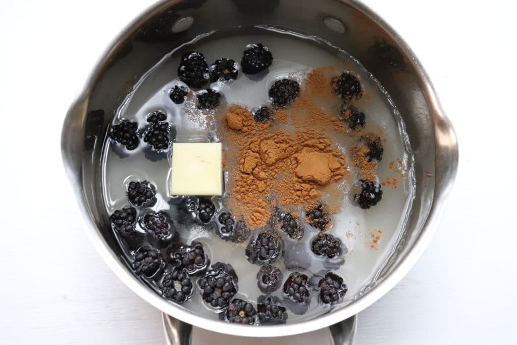 blackberries in a pan