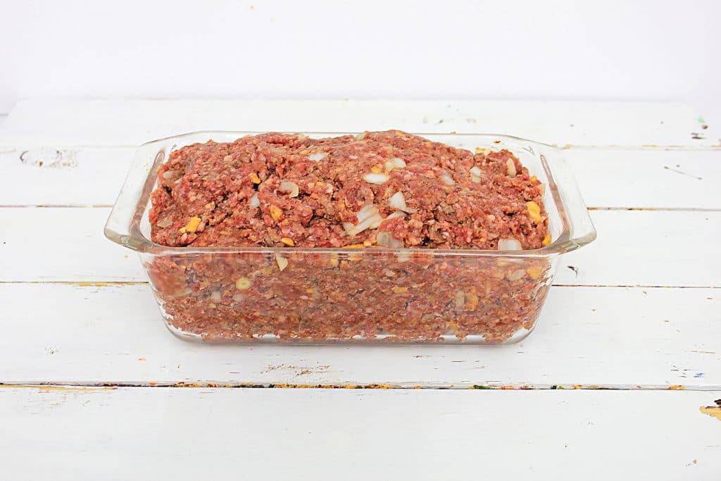meatloaf mixture in a loaf pan