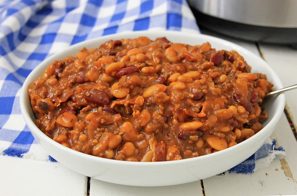 bowl of beans with hamburger