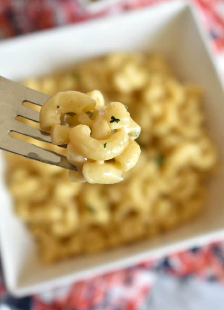 forkful of macaroni and cheese