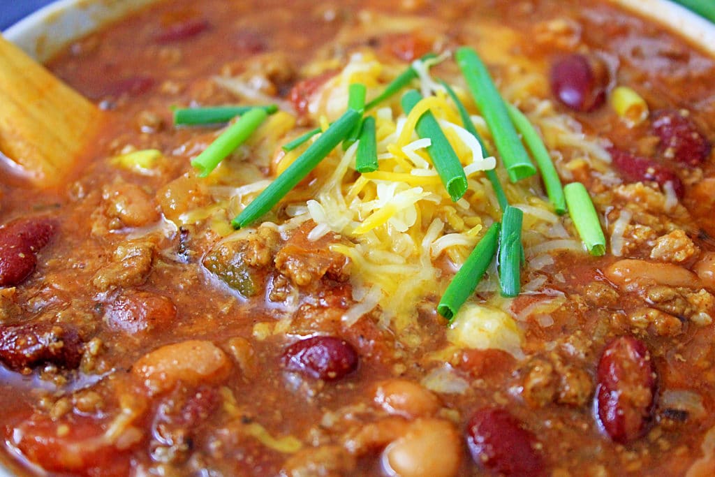 close up of turkey chili