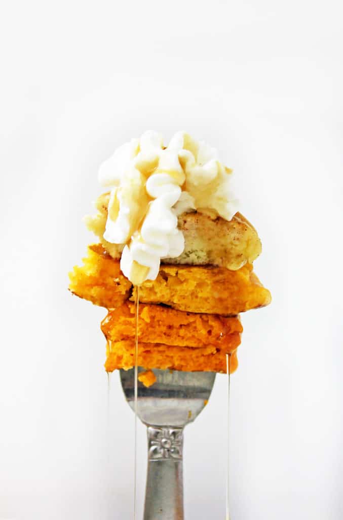 Best Ever   Pumpkin Spice Pancakes on a fork