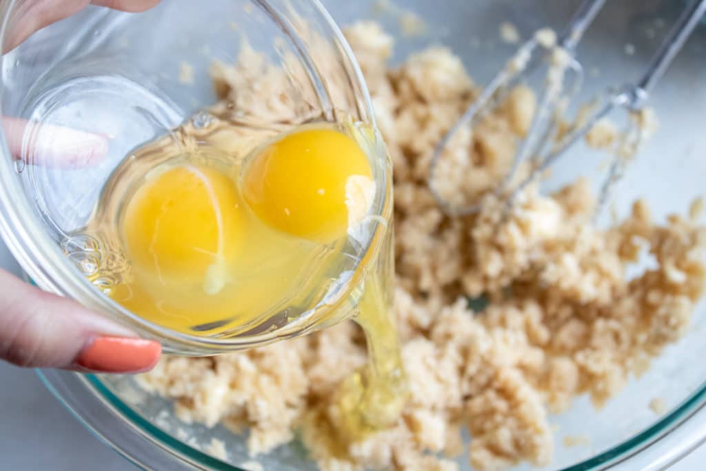 add eggs to batter