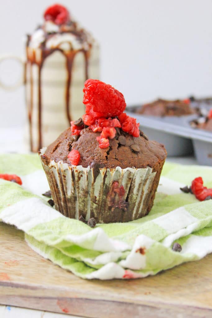 Double Chocolate Muffins with Fresh Raspberries