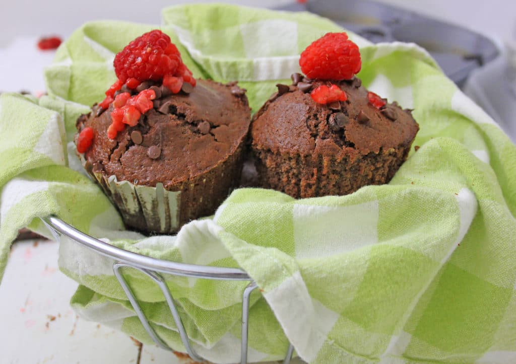 Double Chocolate Muffins with Fresh Raspberries
