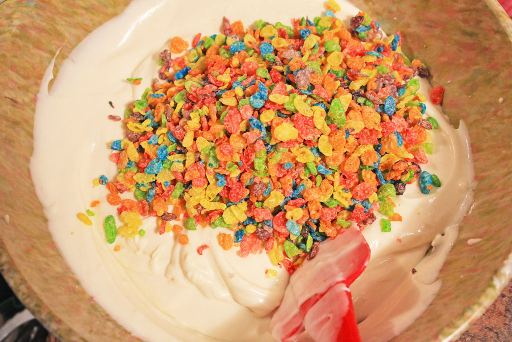 Add fruity pebbles to the filling