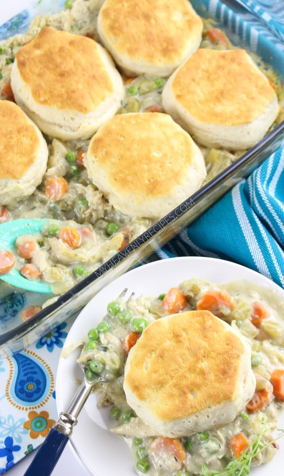 Chicken Pot Pie Biscuit Casserole - My Heavenly Recipes