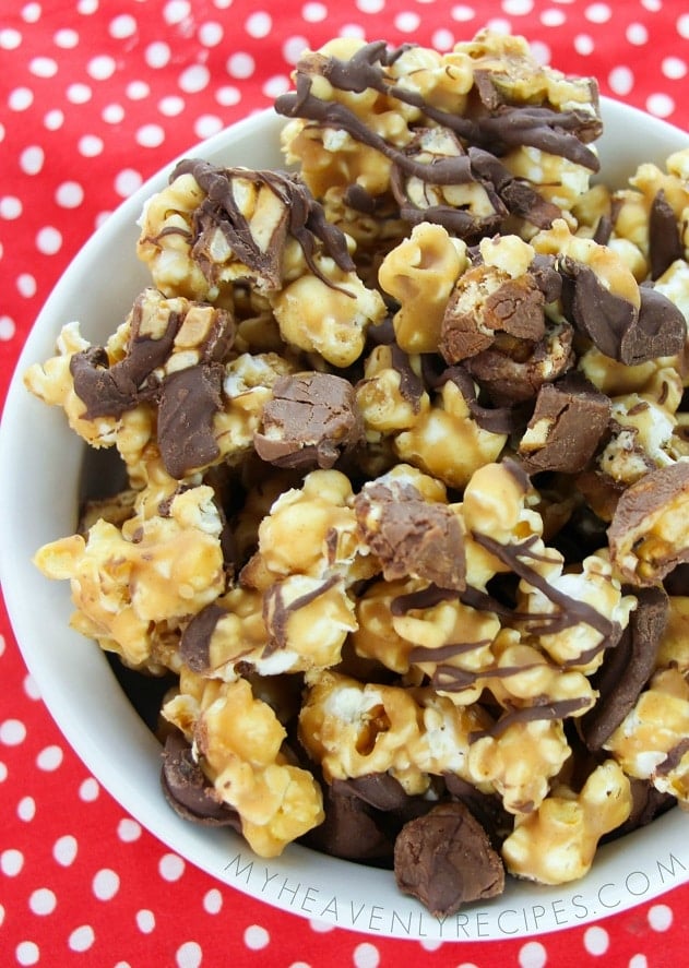 Snickers Popcorn Crunch - My Heavenly Recipes