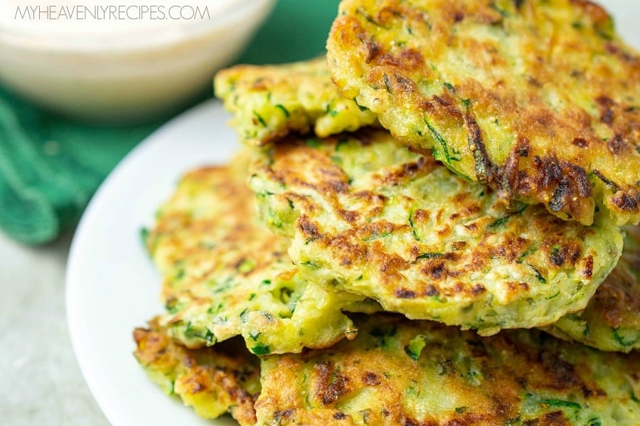 Zucchini Fritters Recipe with a Dipping Sauce - My Heavenly Recipes