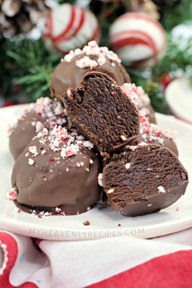 Candy Cane Brownie Truffles