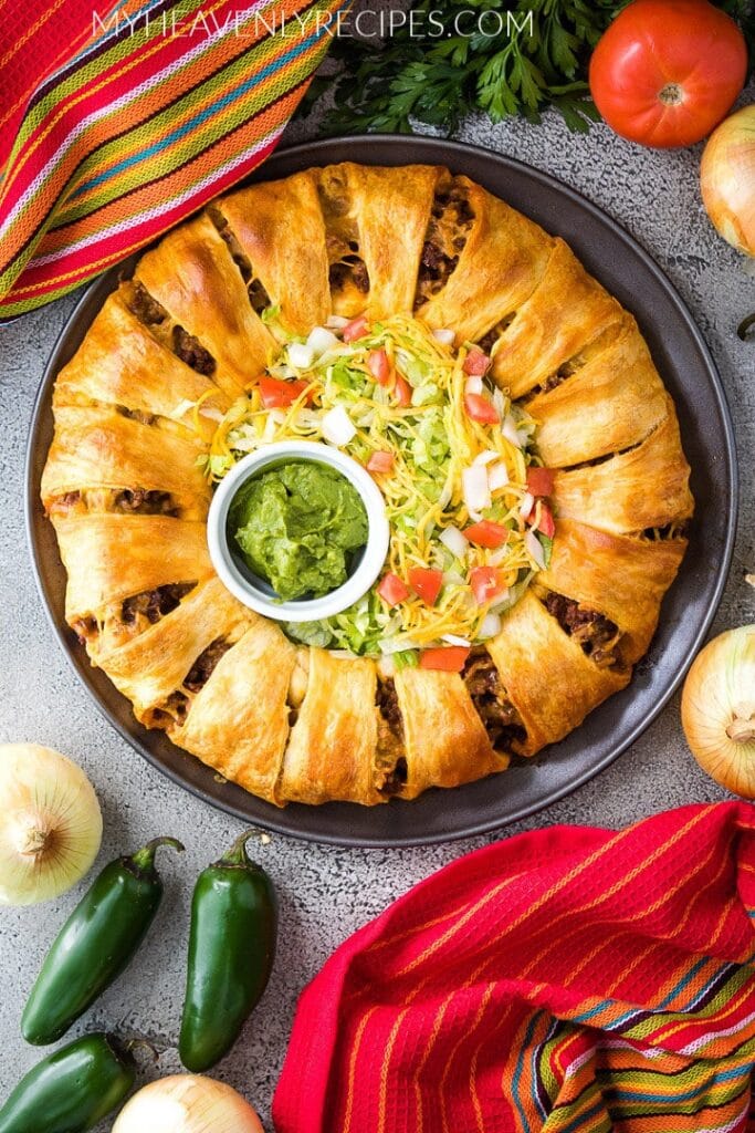 Crescent Roll Taco Ring - My Heavenly Recipes