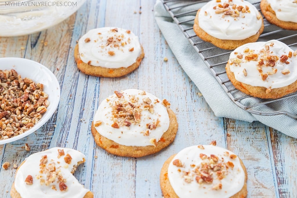 Carrot Cake Cookies Topped with Cream Cheese Frosting