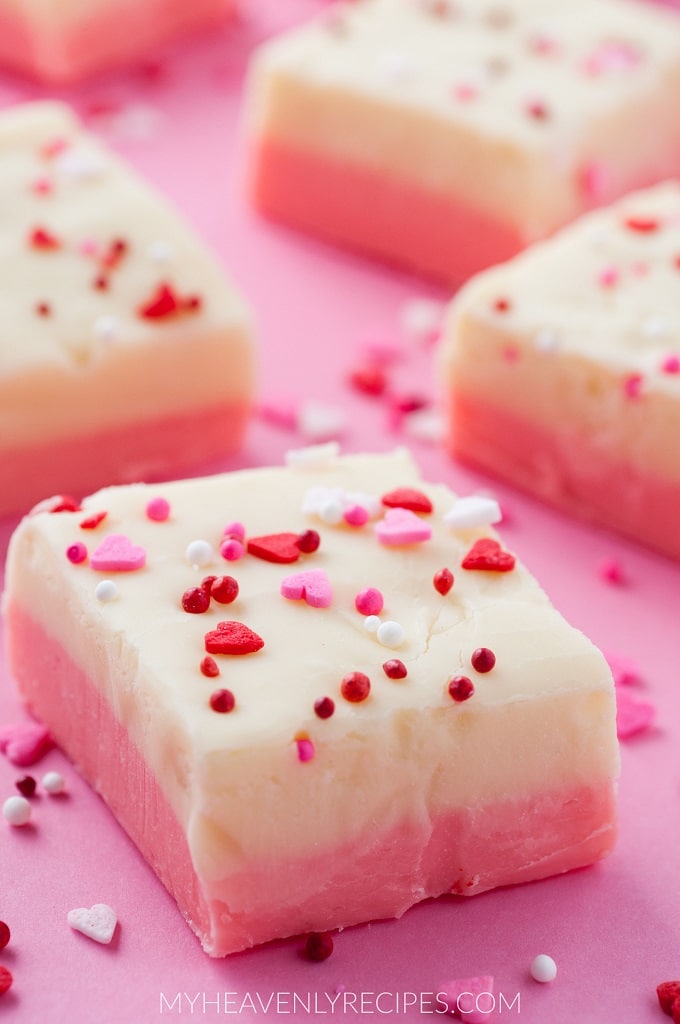 White Chocolate Valentine Fudge - My Heavenly Recipes