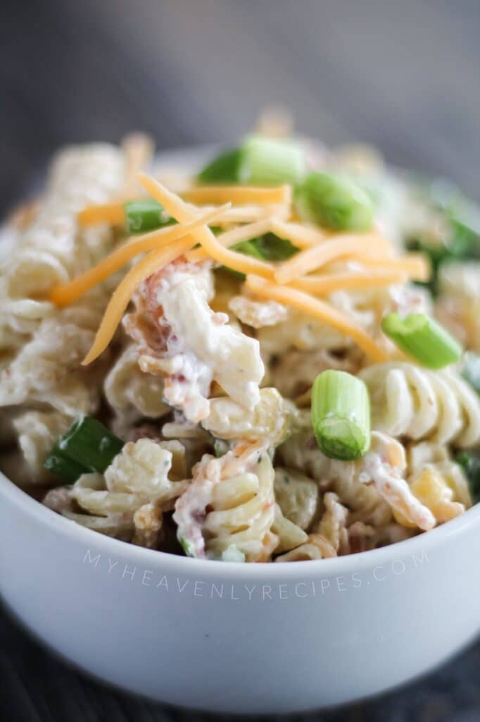 Cheddar Bacon Ranch Pasta Salad - My Heavenly Recipes