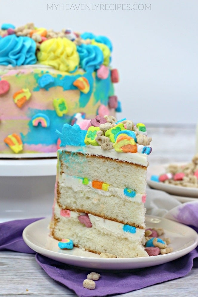 Lucky Charms Layered Cake - My Heavenly Recipes