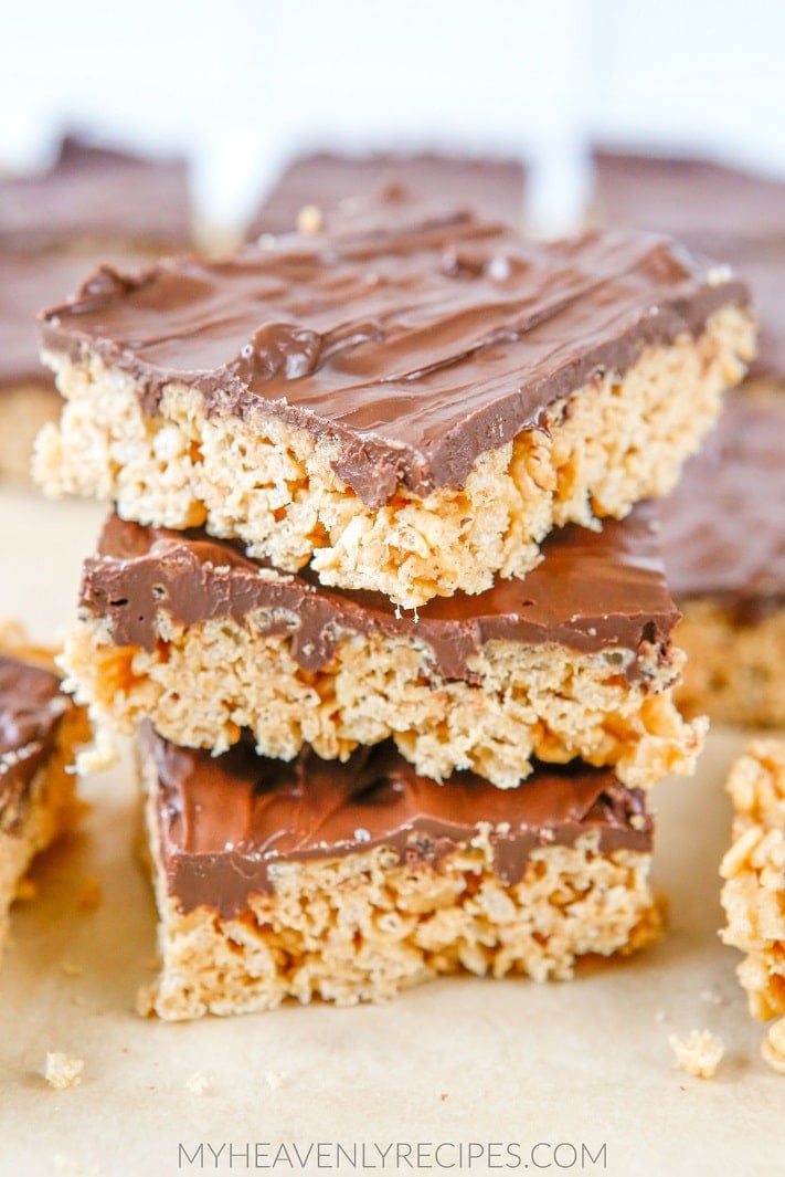 Peanut Butter Chocolate Rice Krispie Treats My Heavenly Recipes