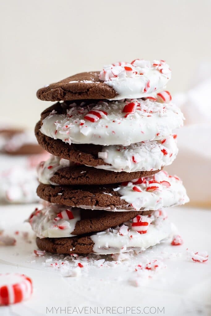 White Chocolate Dipped Chocolate Cookies with Peppermint - Curly Girl  Kitchen