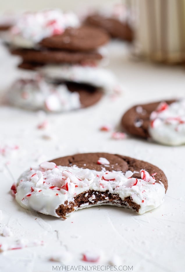 White Chocolate Dipped Chocolate Cookies with Peppermint - Curly Girl  Kitchen