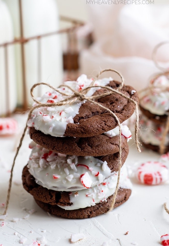 White Chocolate Dipped Chocolate Cookies with Peppermint - Curly Girl  Kitchen