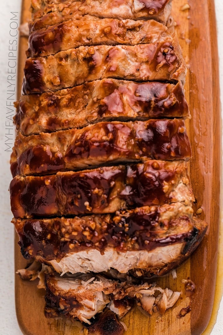 Crockpot Honey Garlic BBQ Pork Tenderloin - My Heavenly Recipes